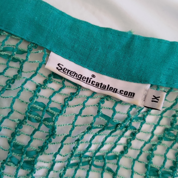 Boho Mesh Turquoise Vest sz 1X - Picture 5 of 5